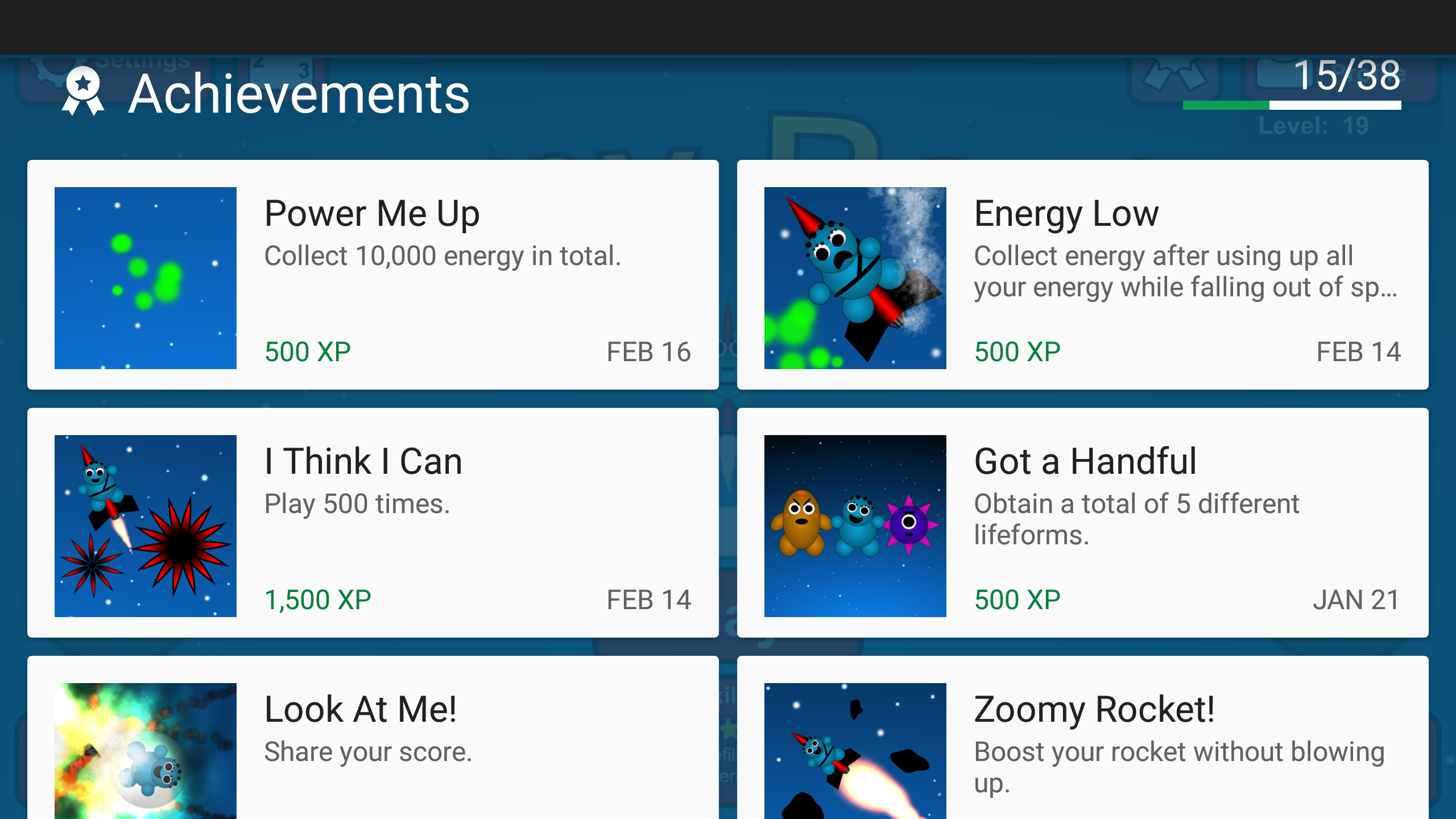 Earn mobile game achievements and rewards when you fly your rocket.